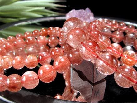 レッドルチルクォーツ ブレスレット レッドブラウンルチル ルチルレイテッドクォーツ 赤針水晶