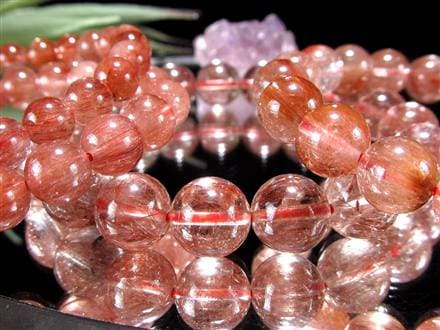 レッドルチルクォーツ ブレスレット レッドブラウンルチル ルチルレイテッドクォーツ 赤針水晶