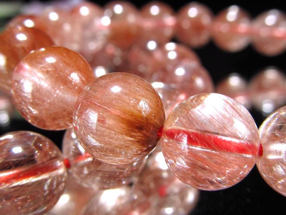 レッドルチルクォーツ ブレスレット レッドブラウンルチル ルチルレイテッドクォーツ 赤針水晶