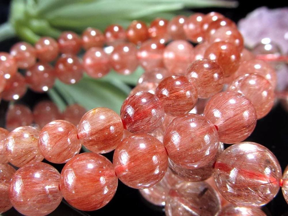 レッドルチルクォーツ ブレスレット レッドブラウンルチル ルチルレイテッドクォーツ 赤針水晶