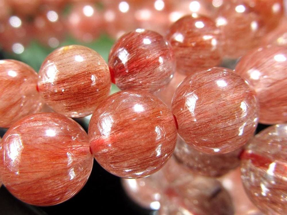 レッドルチルクォーツ ブレスレット レッドブラウンルチル ルチルレイテッドクォーツ 赤針水晶