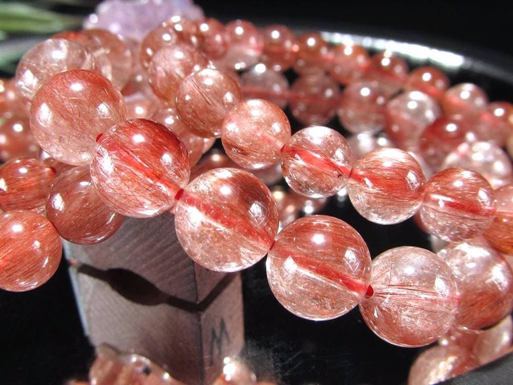 レッドルチルクォーツ ブレスレット レッドブラウンルチル ルチルレイテッドクォーツ 赤針水晶