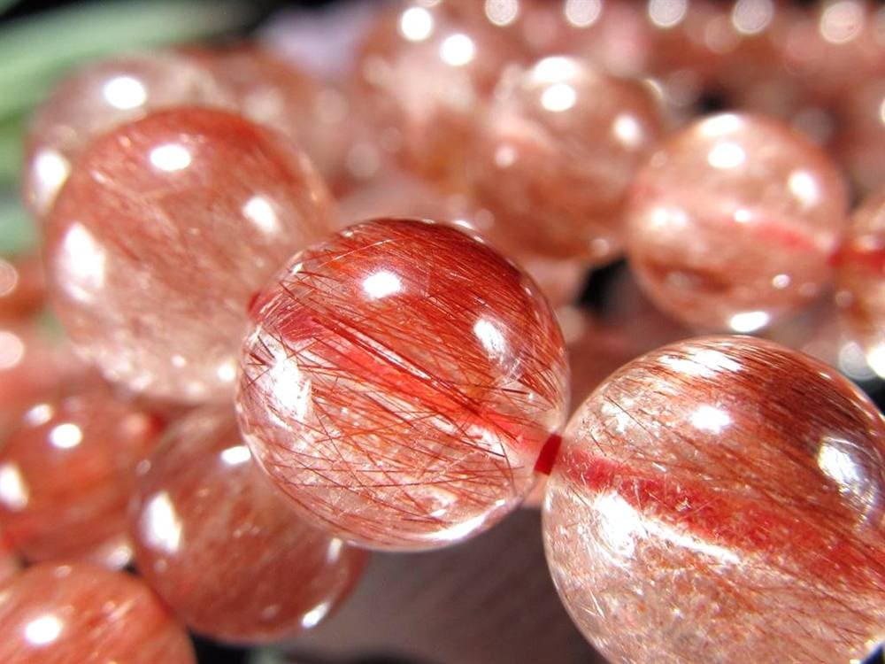 レッドルチルクォーツ ブレスレット レッドブラウンルチル ルチルレイテッドクォーツ 赤針水晶