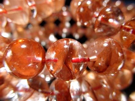 ライモナイトインクォーツ ブレスレット 褐鉄鉱入り水晶 レッドライモナイト 水晶