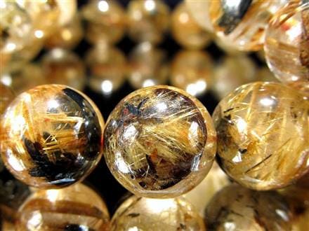 ゴールドタイチンルチルクォーツ ブレスレット 金針水晶 ヘマタイト 