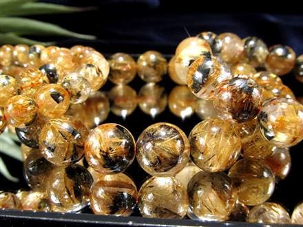 ゴールドタイチンルチルクォーツ ブレスレット 金針水晶 ヘマタイト 