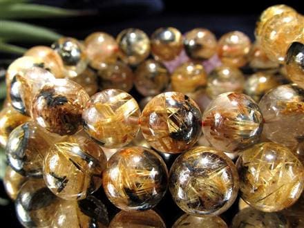 ゴールドタイチンルチルクォーツ ブレスレット 金針水晶 ヘマタイト 