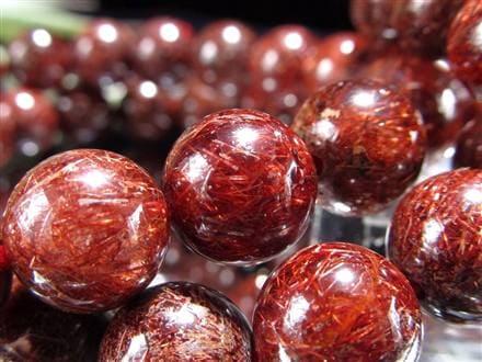 レッドルチルクォーツ ブレスレット レッドブラウンルチル ルチルレイテッドクォーツ 赤針水晶