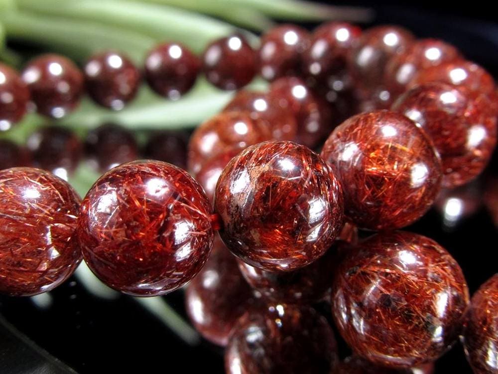 レッドルチルクォーツ ブレスレット レッドブラウンルチル ルチルレイテッドクォーツ 赤針水晶