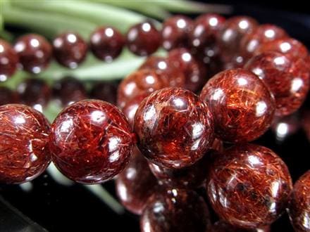 レッドルチルクォーツ ブレスレット レッドブラウンルチル ルチルレイテッドクォーツ 赤針水晶