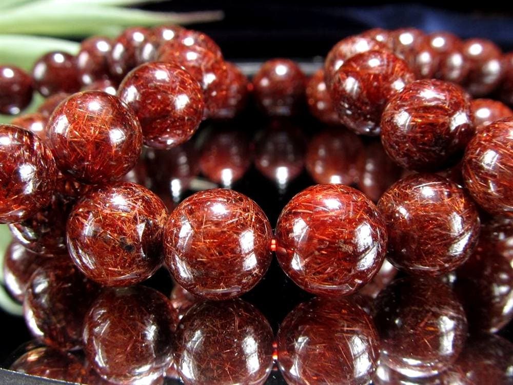 レッドルチルクォーツ ブレスレット レッドブラウンルチル ルチルレイテッドクォーツ 赤針水晶