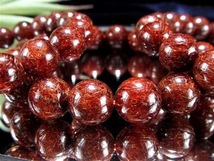 レッドルチルクォーツ ブレスレット レッドブラウンルチル ルチルレイテッドクォーツ 赤針水晶