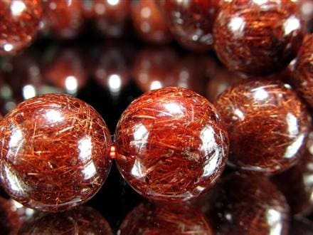 レッドルチルクォーツ ブレスレット レッドブラウンルチル ルチルレイテッドクォーツ 赤針水晶