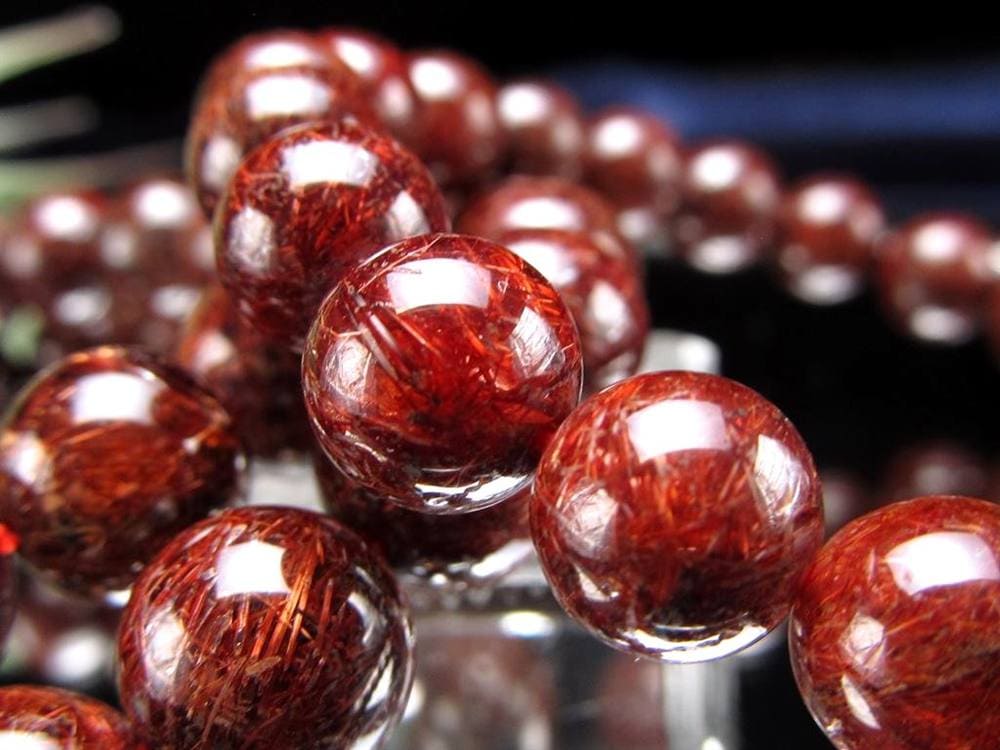 レッドルチルクォーツ ブレスレット レッドブラウンルチル ルチルレイテッドクォーツ 赤針水晶