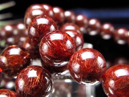 レッドルチルクォーツ ブレスレット レッドブラウンルチル ルチルレイテッドクォーツ 赤針水晶