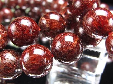 レッドルチルクォーツ ブレスレット レッドブラウンルチル ルチルレイテッドクォーツ 赤針水晶