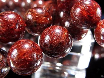 レッドルチルクォーツ ブレスレット レッドブラウンルチル ルチルレイテッドクォーツ 赤針水晶