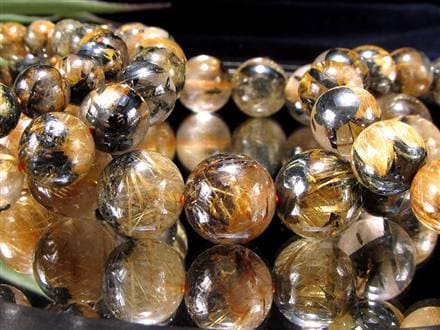 ゴールドタイチンルチルクォーツ ブレスレット 金針水晶 ヘマタイト 