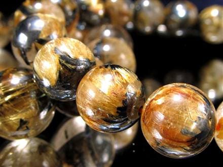 ゴールドタイチンルチルクォーツ ブレスレット 金針水晶 ヘマタイト 