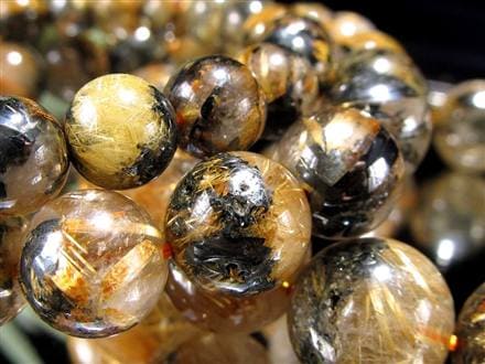 ゴールドタイチンルチルクォーツ ブレスレット 金針水晶 ヘマタイト 