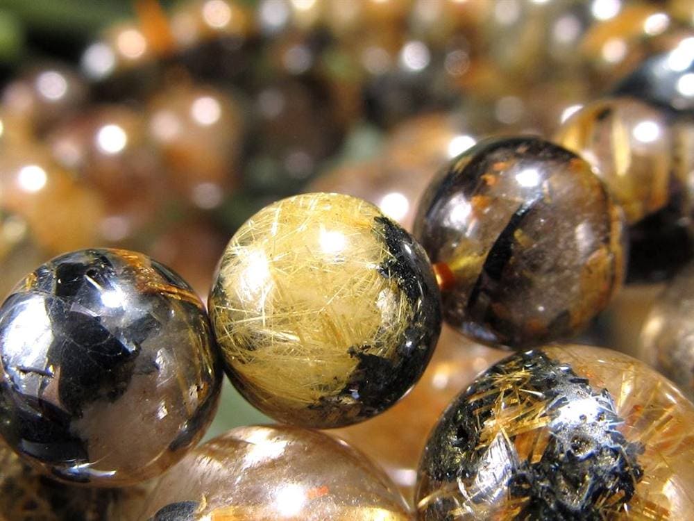 ゴールドタイチンルチルクォーツ ブレスレット 金針水晶 ヘマタイト 