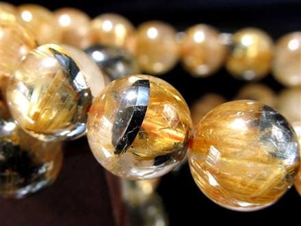 ゴールドタイチンルチルクォーツ ブレスレット 金針水晶 ヘマタイト 