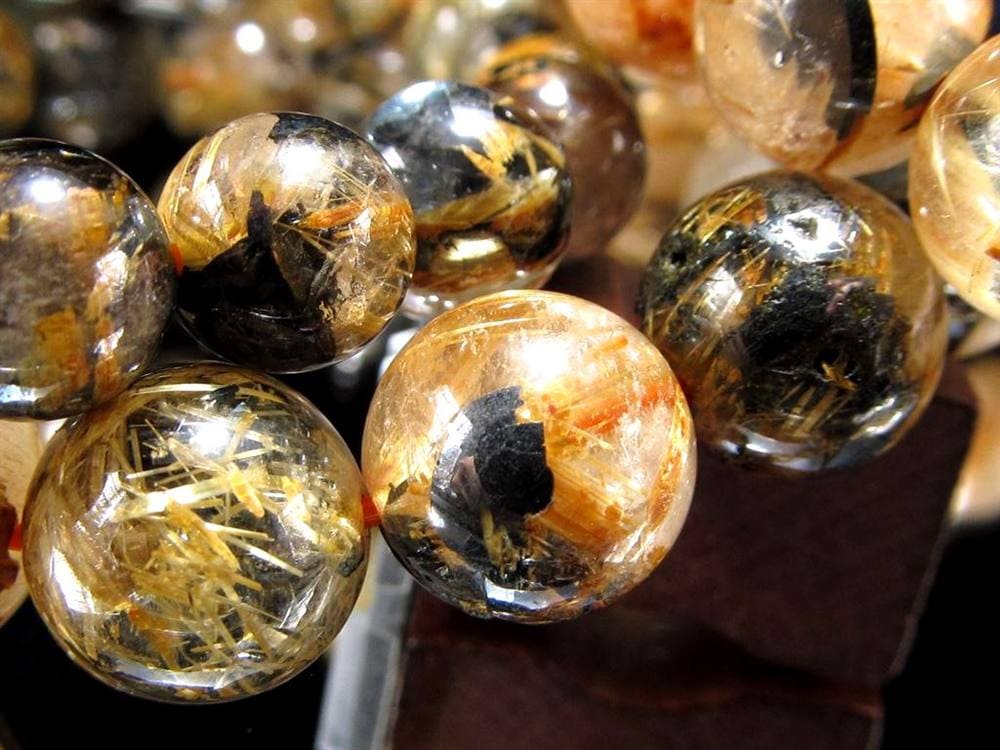 ゴールドタイチンルチルクォーツ ブレスレット 金針水晶 ヘマタイト 