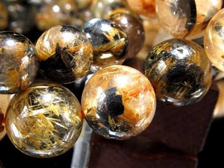 ゴールドタイチンルチルクォーツ ブレスレット 金針水晶 ヘマタイト 