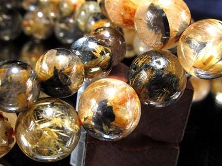 ゴールドタイチンルチルクォーツ ブレスレット 金針水晶 ヘマタイト 