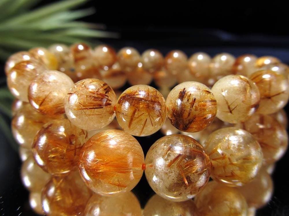 タイガールチル ホワイトガーデン アンティークゴールド ルチルクォーツ 庭園針水晶 ブレスレット