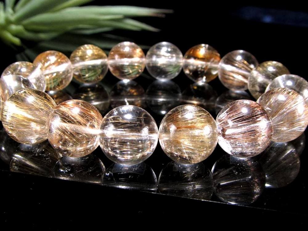 MIXルチルクォーツ ブレスレット キャッツアイ ルチルクォーツ ラビットヘア