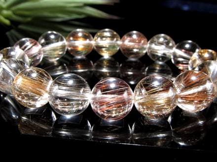 MIXルチルクォーツ ブレスレット キャッツアイ ルチルクォーツ ラビットヘア