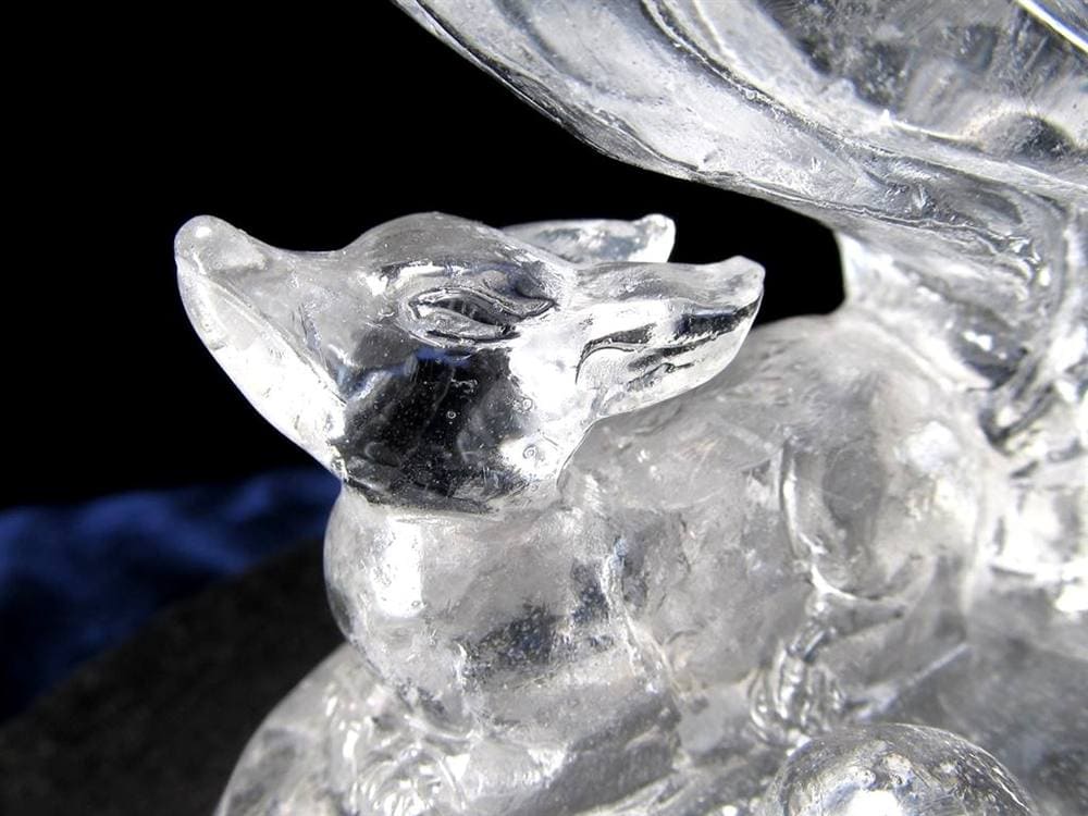 水晶 クリスタル 置物 クオーツ きつね彫刻