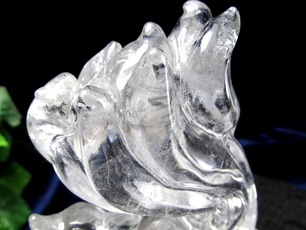 水晶 クリスタル 置物 クオーツ きつね彫刻
