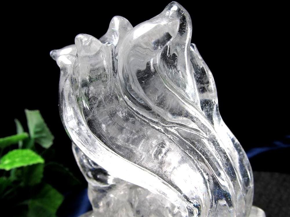 水晶 クリスタル 置物 クオーツ きつね彫刻