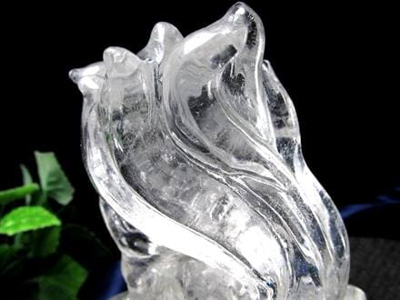 水晶 クリスタル 置物 クオーツ きつね彫刻