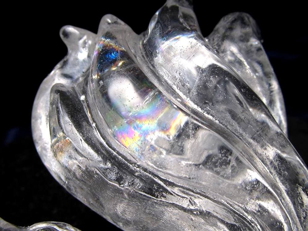 水晶 クリスタル 置物 クオーツ きつね彫刻