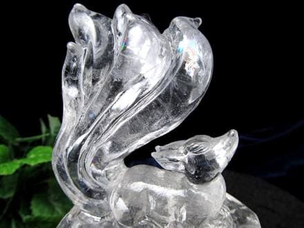 水晶 クリスタル 置物 クオーツ きつね彫刻
