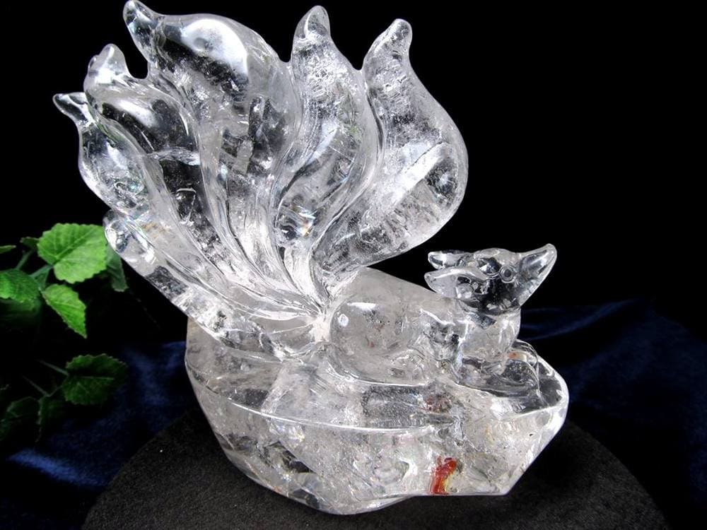 水晶 クリスタル 置物 クオーツ きつね彫刻