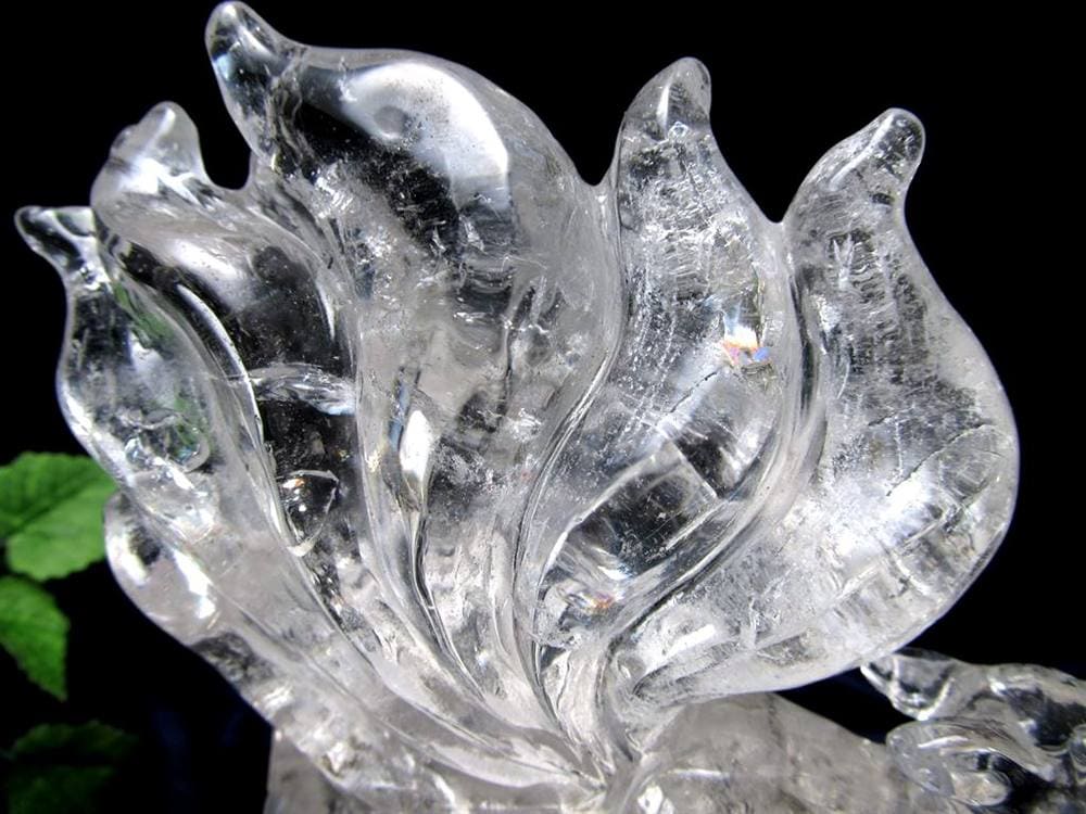 水晶 クリスタル 置物 クオーツ きつね彫刻