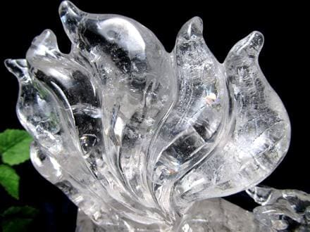 水晶 クリスタル 置物 クオーツ きつね彫刻