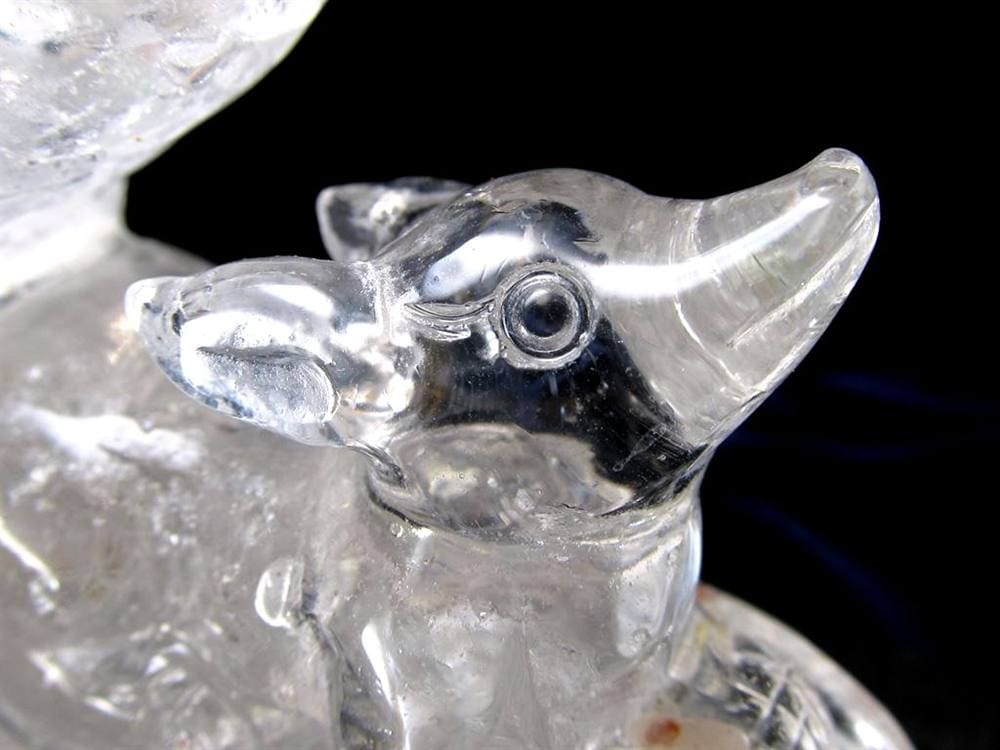 水晶 クリスタル 置物 クオーツ きつね彫刻