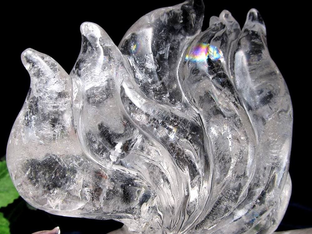 水晶 クリスタル 置物 クオーツ きつね彫刻