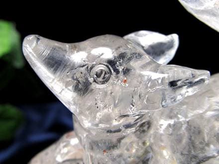 水晶 クリスタル 置物 クオーツ きつね彫刻