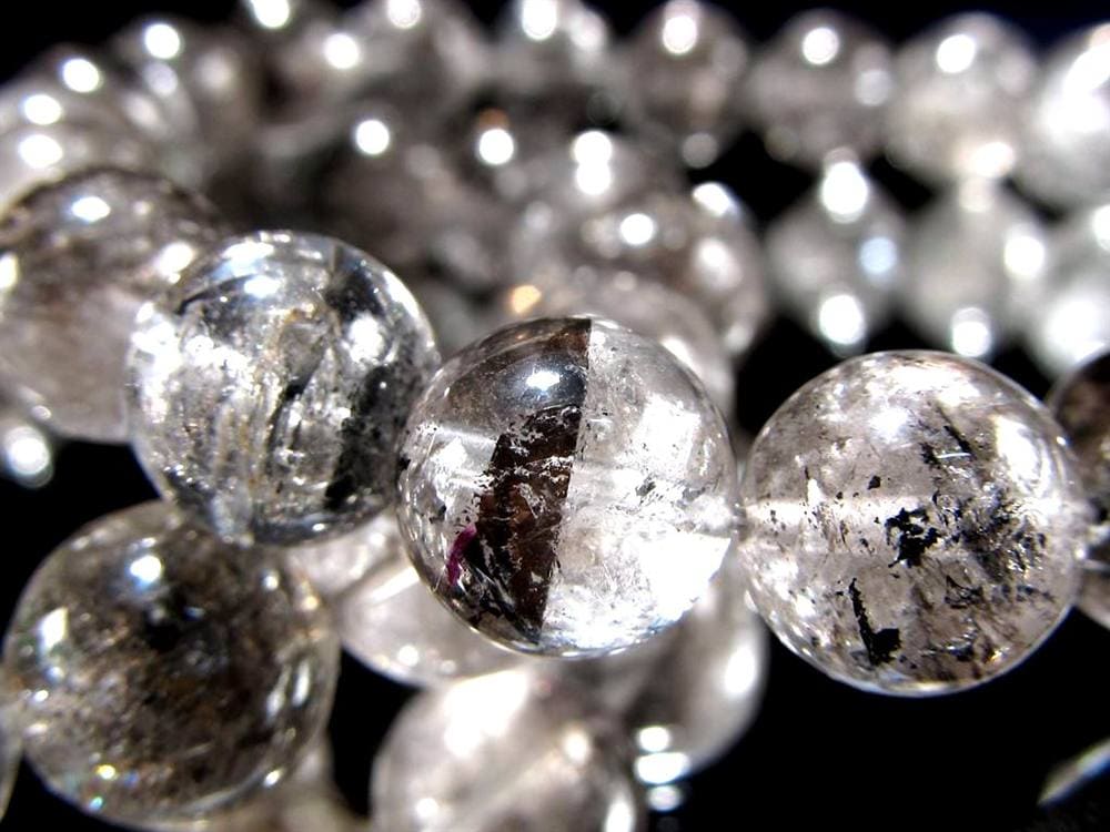 エレスチャルクォーツ 骸骨水晶 ブレスレット 水晶の最終形態 グラファイト