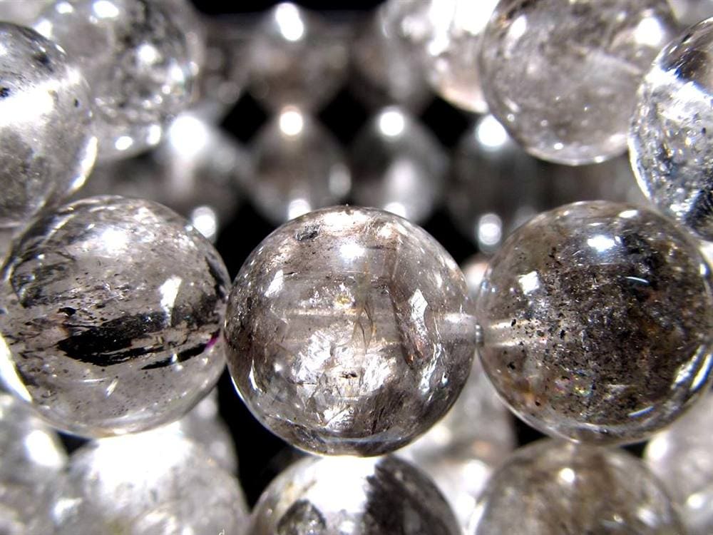 エレスチャルクォーツ 骸骨水晶 ブレスレット 水晶の最終形態 グラファイト