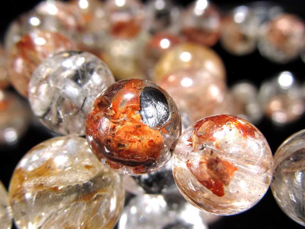 エレスチャルクォーツ 骸骨水晶 ブレスレット ヒマラヤ産 ブラックエレスチャル