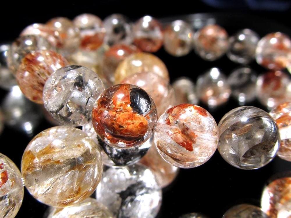 エレスチャルクォーツ 骸骨水晶 ブレスレット ヒマラヤ産 ブラックエレスチャル