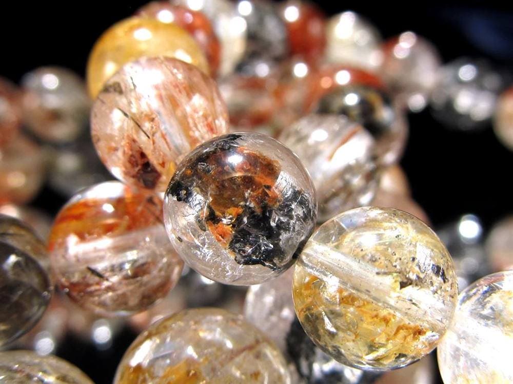 エレスチャルクォーツ 骸骨水晶 ブレスレット ヒマラヤ産 ブラックエレスチャル