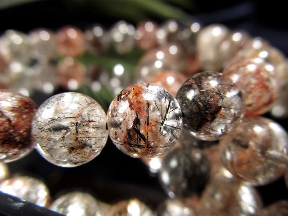 ガーデン ブラックルチルクォーツ 庭園 黒針水晶 ガーデン水晶 ブレスレット